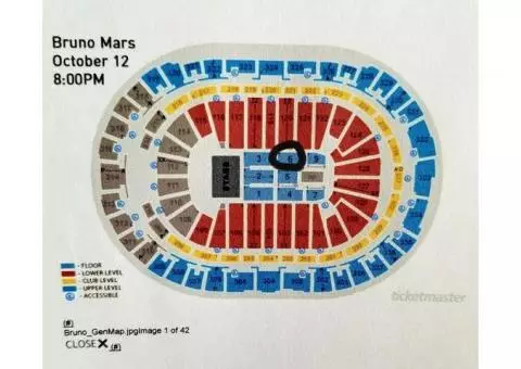 for sale, extra Bruno Mars tickets for 10-12-17 concert